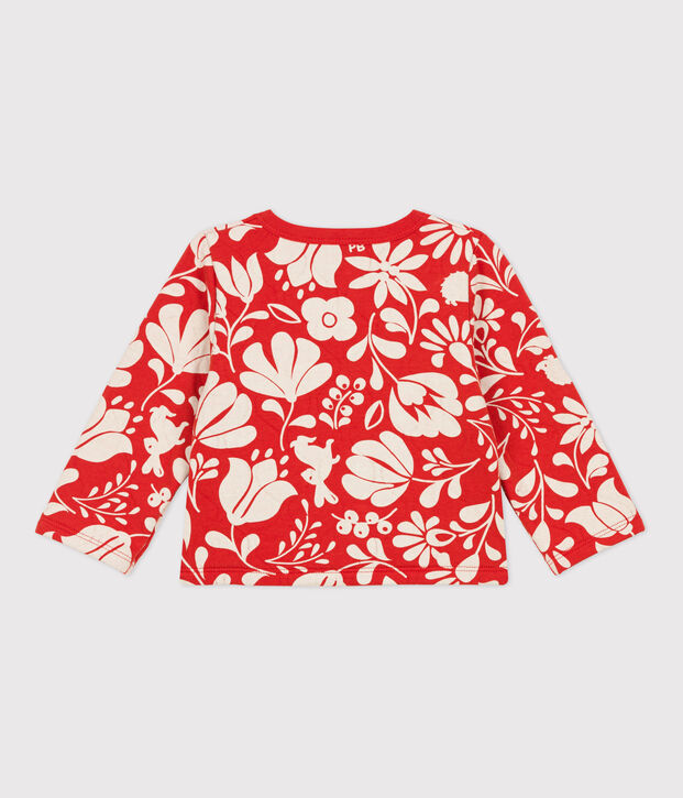 Babies' Patterned Quilted Tube Knit Cardigan orange/ecru