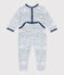 Babies' velour sleepsuit ECUME white/INCOGNITO