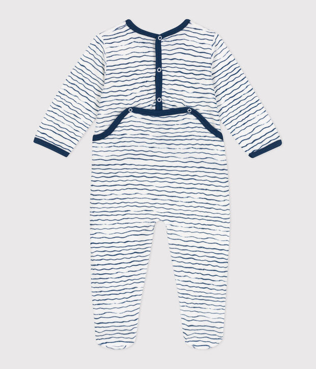 Babies' velour sleepsuit white/blue