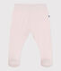 Newborn babies' plain cotton trousers with feet