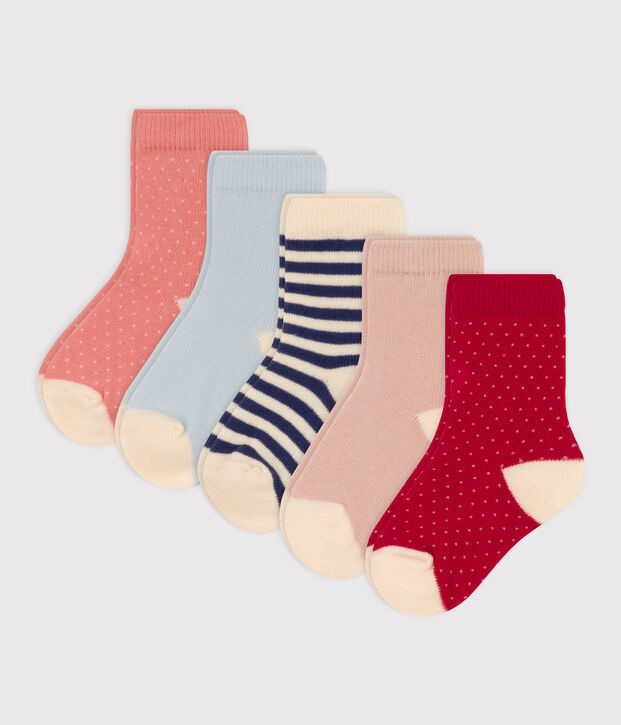 Babies' Cotton Jersey Spotted Socks - Pack of 5 multicolor