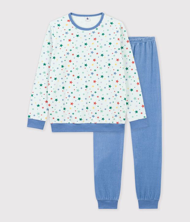 Children's star print velour pyjamas. blue/multicolor