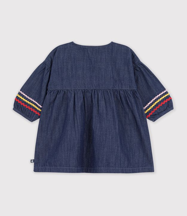 Babies' long-sleeved denim dress blue