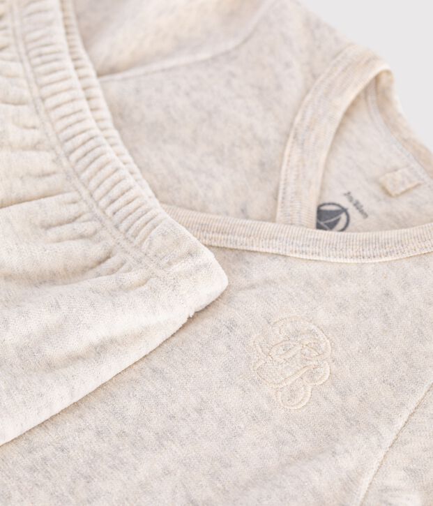 Babies' outfit in plain cotton with embroidery on the chest MONTELIMAR CHINE