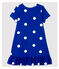 Girls' Short-Sleeved Cotton and Linen Dress SURF blue/MARSHMALLOW white