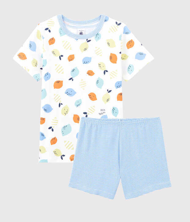 Boys' Lemon Print Organic Cotton Pyjamas white/multicolor