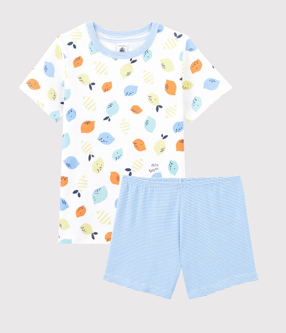 Boys' Lemon Print Organic Cotton Pyjamas MARSHMALLOW white/MULTICO white