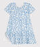 Children's dress in printed cotton with short sleeves MARSHMALLOW blue/PORCELANA