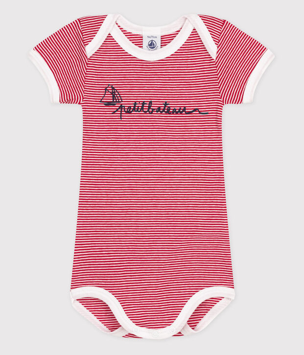 Baby Girls' Short-Sleeved Bodysuit red/white