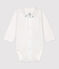 Baby Boys' Organic Cotton Bodysuit with Collar MARSHMALLOW white