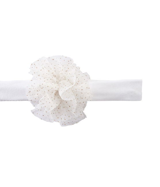 Girl's headband with flower MARSHMALLOW white