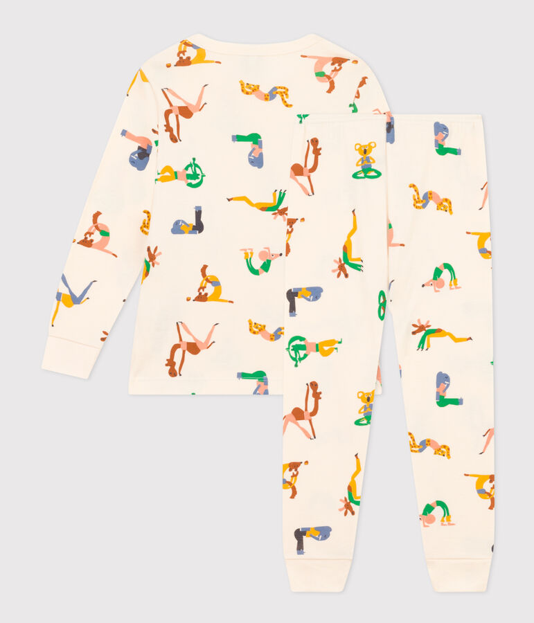 Children's Cotton Animal Pattern Print Pyjamas Ecru/multicolor