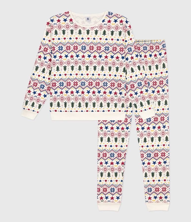 Women's Christmas print cotton pyjamas MILK /MULTICO