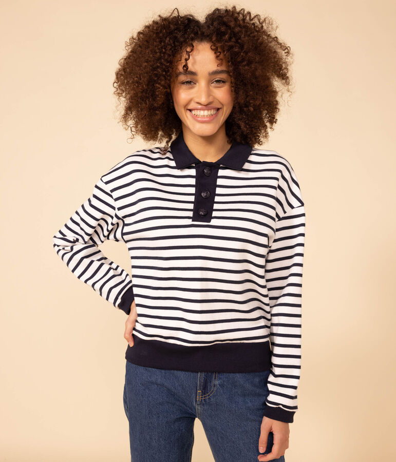 Women's Breton Cotton Top white/blue