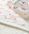 Babies' Square Bath Towel and Bootees Set in Terry and Rib Knit MARSHMALLOW white/GROSEILLER pink