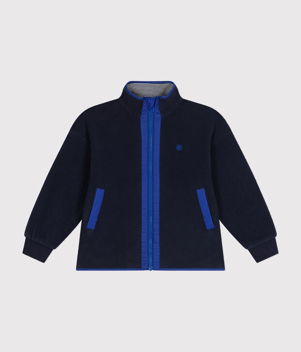 Boy's daytime fleece jacket with a zip blue