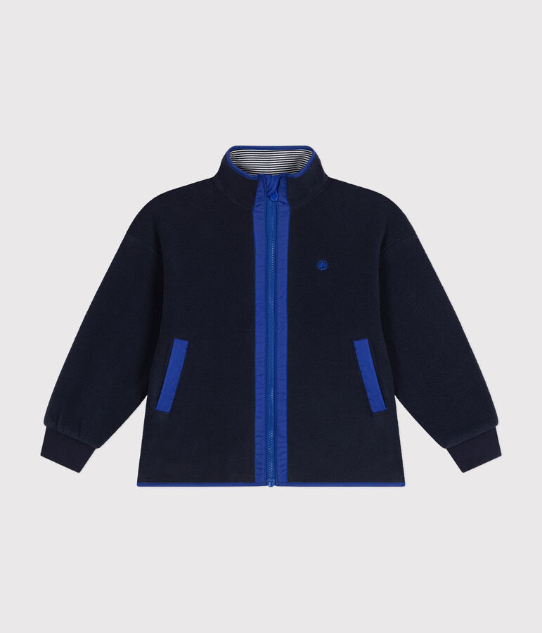 Boy's daytime fleece jacket with a zip blue