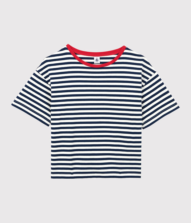 Women's BOXY Cotton T-Shirt blue/white