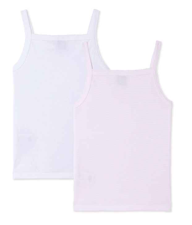 Pack of 2 girl's strap vests multicolor
