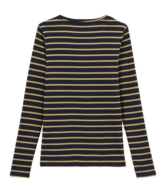 women's long sleeved t-shirt SMOKING blue/BRINDILLE SATIN yellow