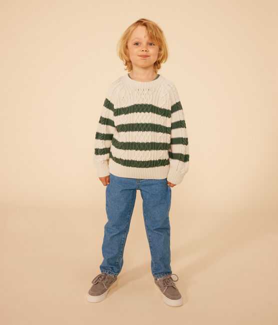 Children's Stripy Cotton Aran Pullover AVALANCHE /CROCO