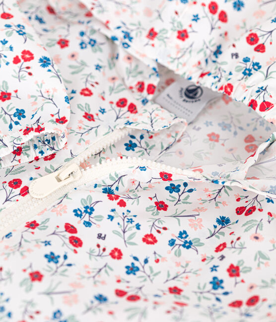 Babies' UV protection floral print polyester windbreaker MARSHMALLOW white/MULTICO white