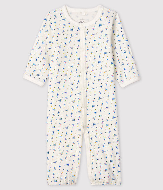 Baby Girls' Floral Print Ribbed Jumpsuit/Sleeping Bag MARSHMALLOW white/MULTICO white