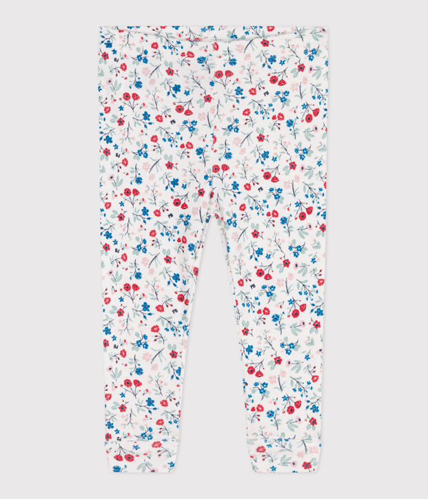 Babies' floral print cotton leggings white/multicolor