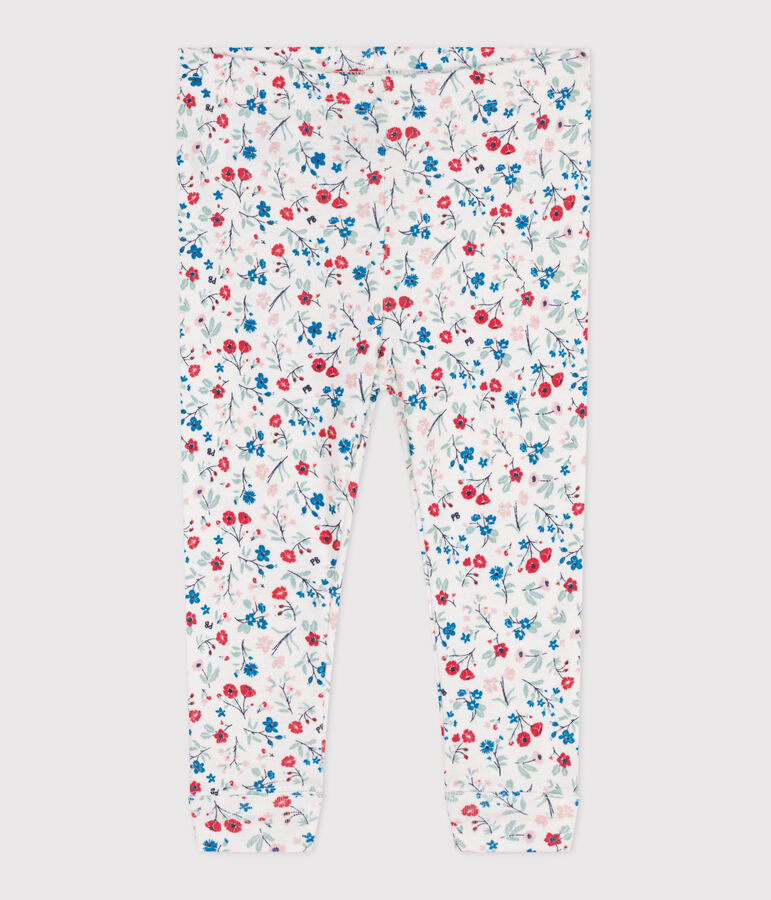 Babies' floral print cotton leggings white/multicolor