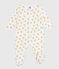Babies' velour pyjama suit printed with leopards MARSHMALLOW white/MULTICO white
