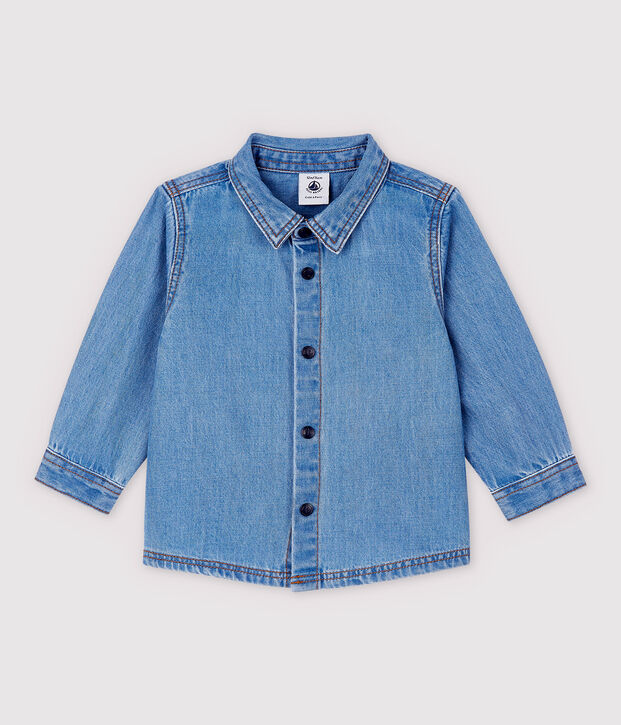Baby Boys' Long-Sleeved Light Denim Shirt blue