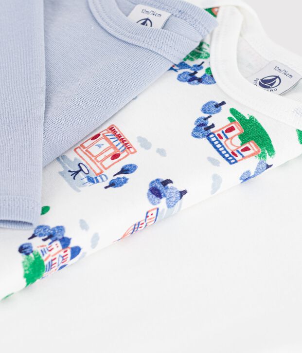 Pack of long-sleeved Paris print cotton bodies for babies multicolor