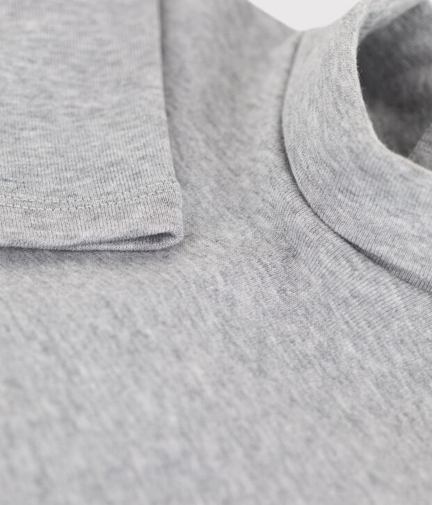Babies' Long-Sleeved Roll Neck Cotton Bodysuit grey