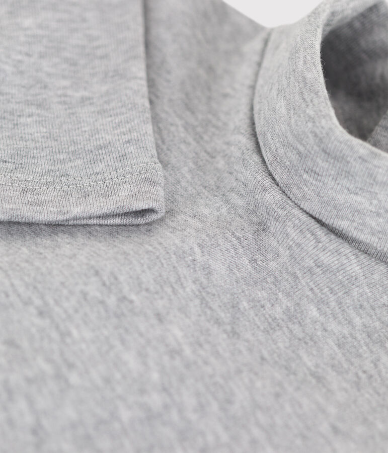 Babies' Long-Sleeved Roll Neck Cotton Bodysuit grey