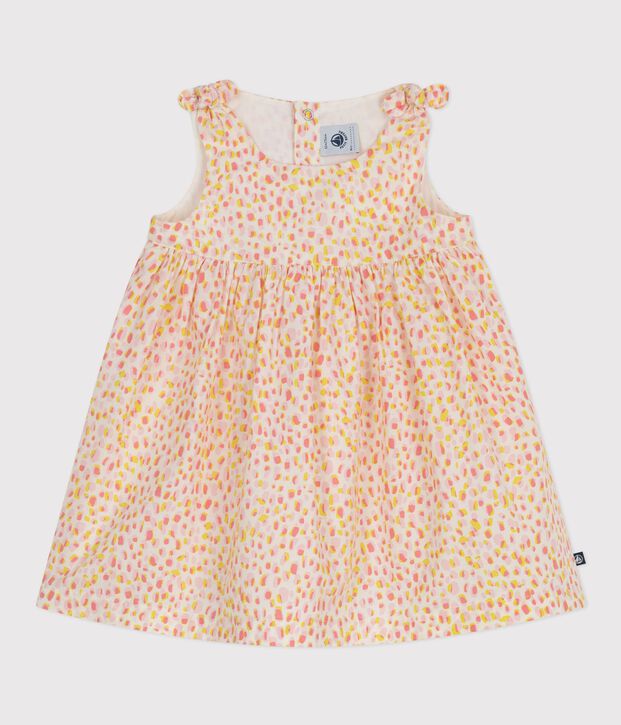 Babies' sleeveless printed cotton dress white/multicolor