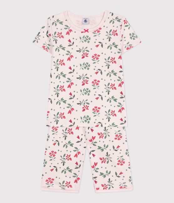 Children's floral print cotton capri pyjamas FLEUR pink/MULTICO white