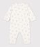 Babies' footless bear-print tube-knit pyjama suit white/BRUN