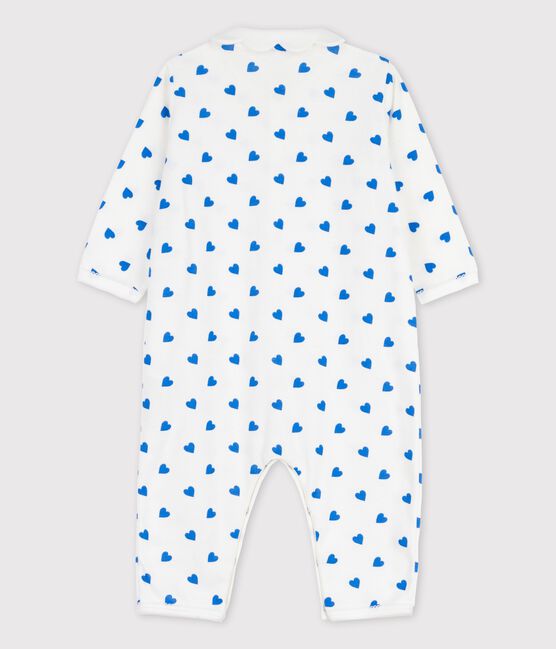 Babies' Footless Blue Heart Patterned Sleepsuit MARSHMALLOW white/BRASIER blue