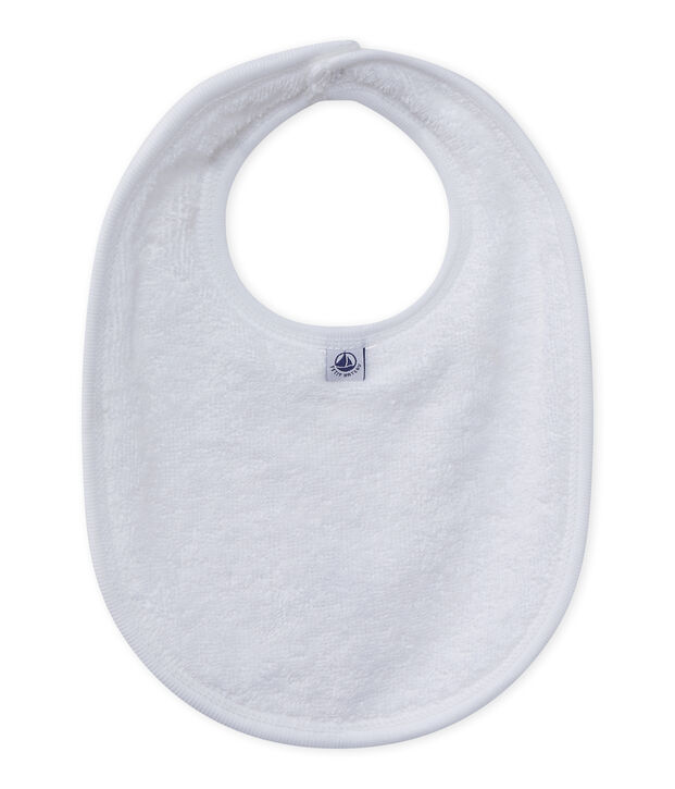 Baby's unisex bib in lined velour white