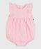 Babies' sleeveless plain cotton rompers pink