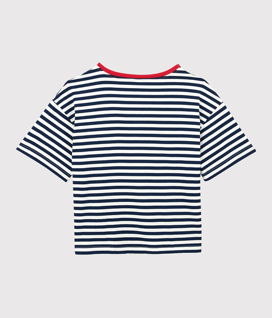 Women's BOXY Cotton T-Shirt MEDIEVAL blue/MARSHMALLOW white