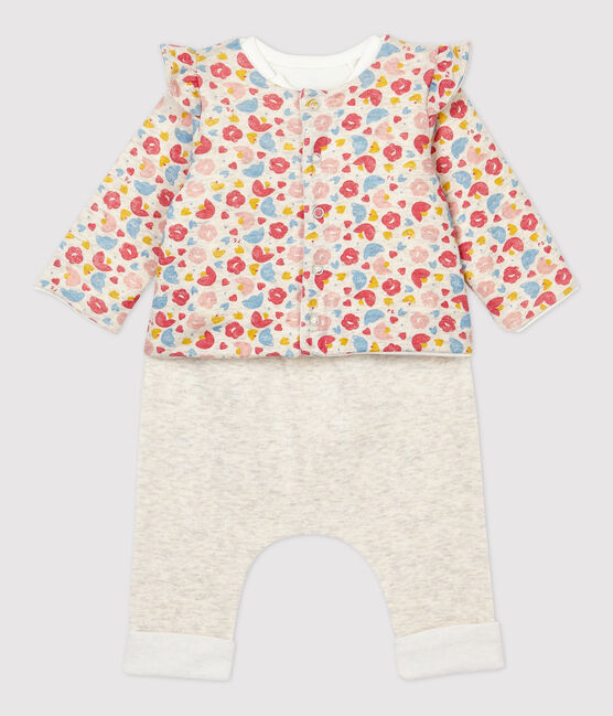 Baby Girls' Floral Wool and Organic Cotton Clothing - 3-Pack MONTELIMAR beige/MULTICO white