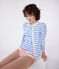 Women's plain cotton cardigan MARSHMALLOW white/PERSE blue