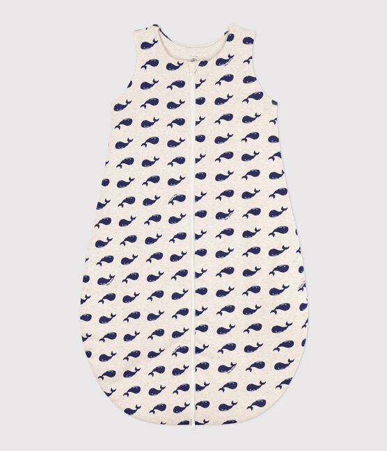Babies' 2 TOG whale-pattern cotton sleeping bag MONTELIMAR beige/MEDIEVAL blue