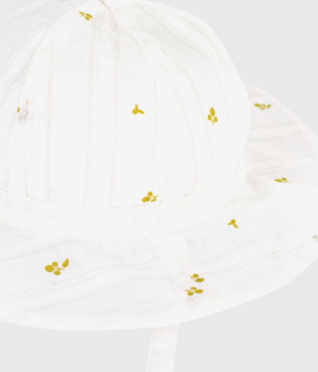 Baby girls' floral print wide brimmed floppy hat white/green