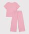 Children's wide-leg cotton pyjamas with stripes pink/white