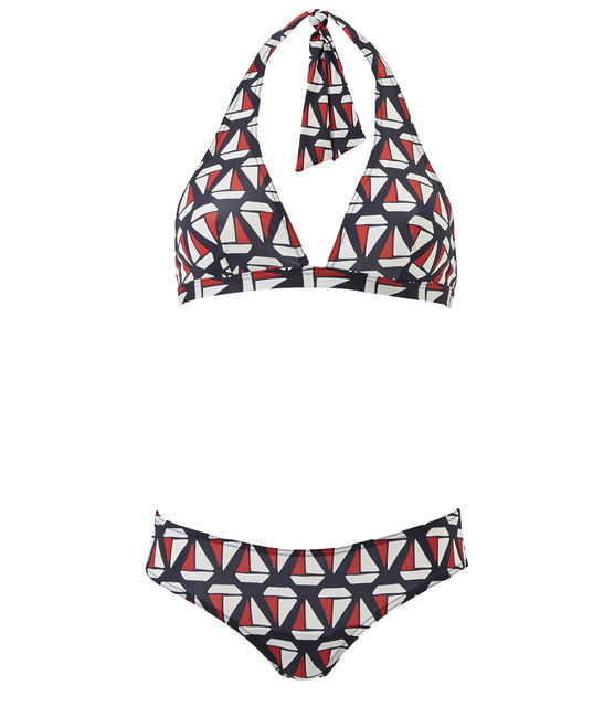 Women's printed two-piece swimsuit SMOKING blue/MULTICO white