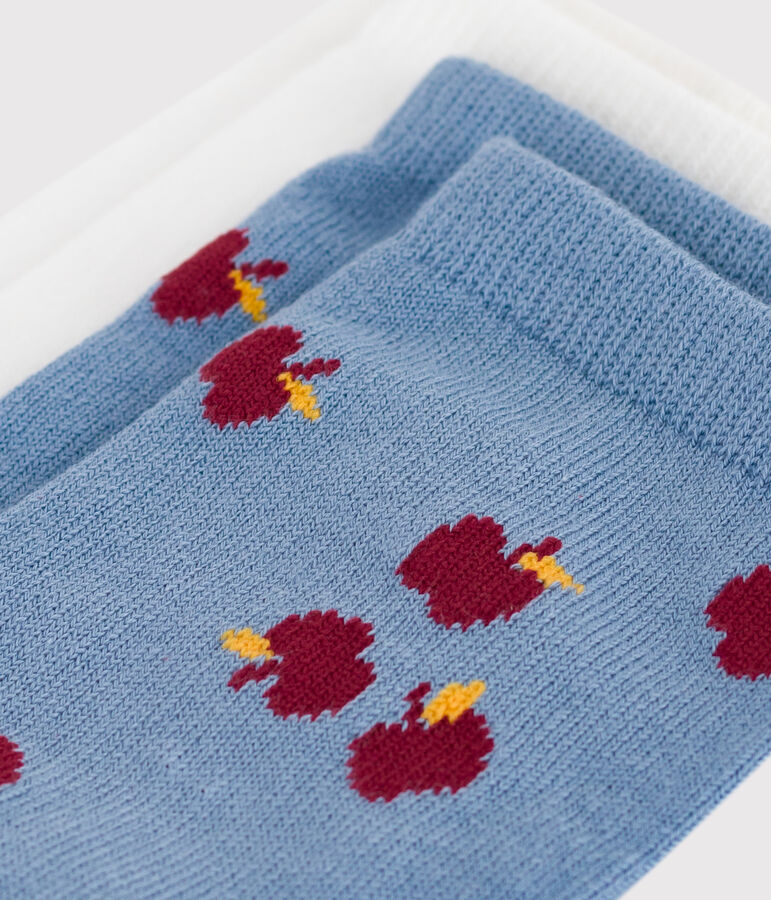 Children's apple-print cotton socks - 2-Pack multicolor