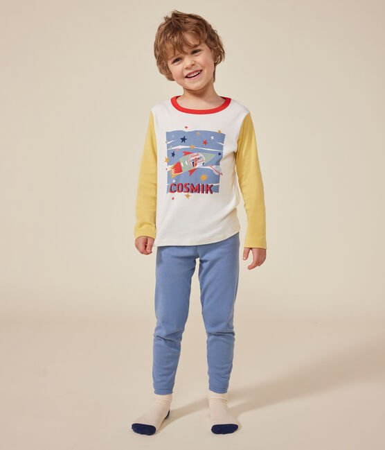 Children's space-themed plain cotton pyjamas BEACH blue/MULTICO