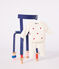 Babies' two-piece knitted outfit with embroidered hearts MARSHMALLOW red/POMPEI